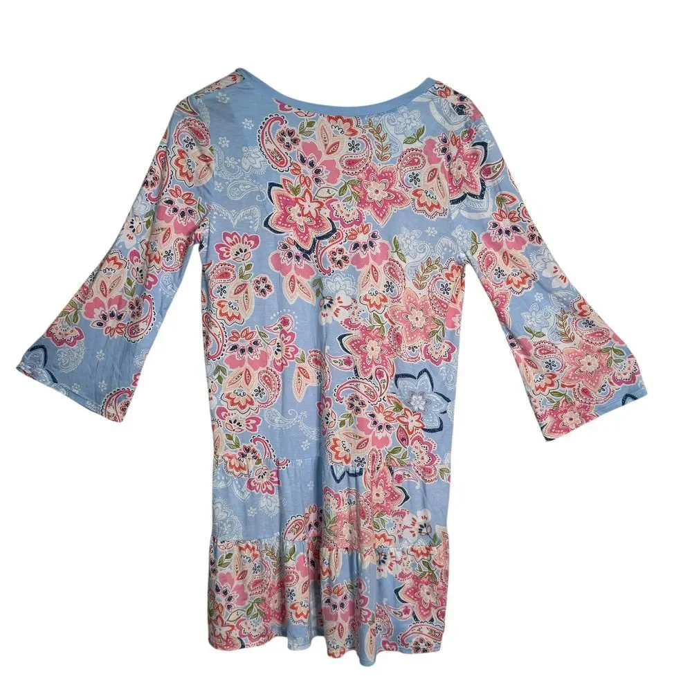 Ellen Tracy Nightgown Sleepwear Dress Women Size S Paisley‎ Print Loungewear